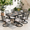 PHI VILLA 7-Piece/9-Piece Patio Dining Set With Extendable Table & Steel Swivel Chairs
