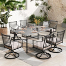 7-Piece Patio Dining Set with Rectangle Table & 6 Fashionable Dining Chairs