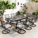 PHI VILLA 7-Piece/9-Piece Patio Dining Set With Extendable Table & Steel Swivel Chairs