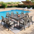 Mirage 9-Piece Patio Dining Set with Stylish Rattan Rope Chairs and Square Table for 8-Phi Villa