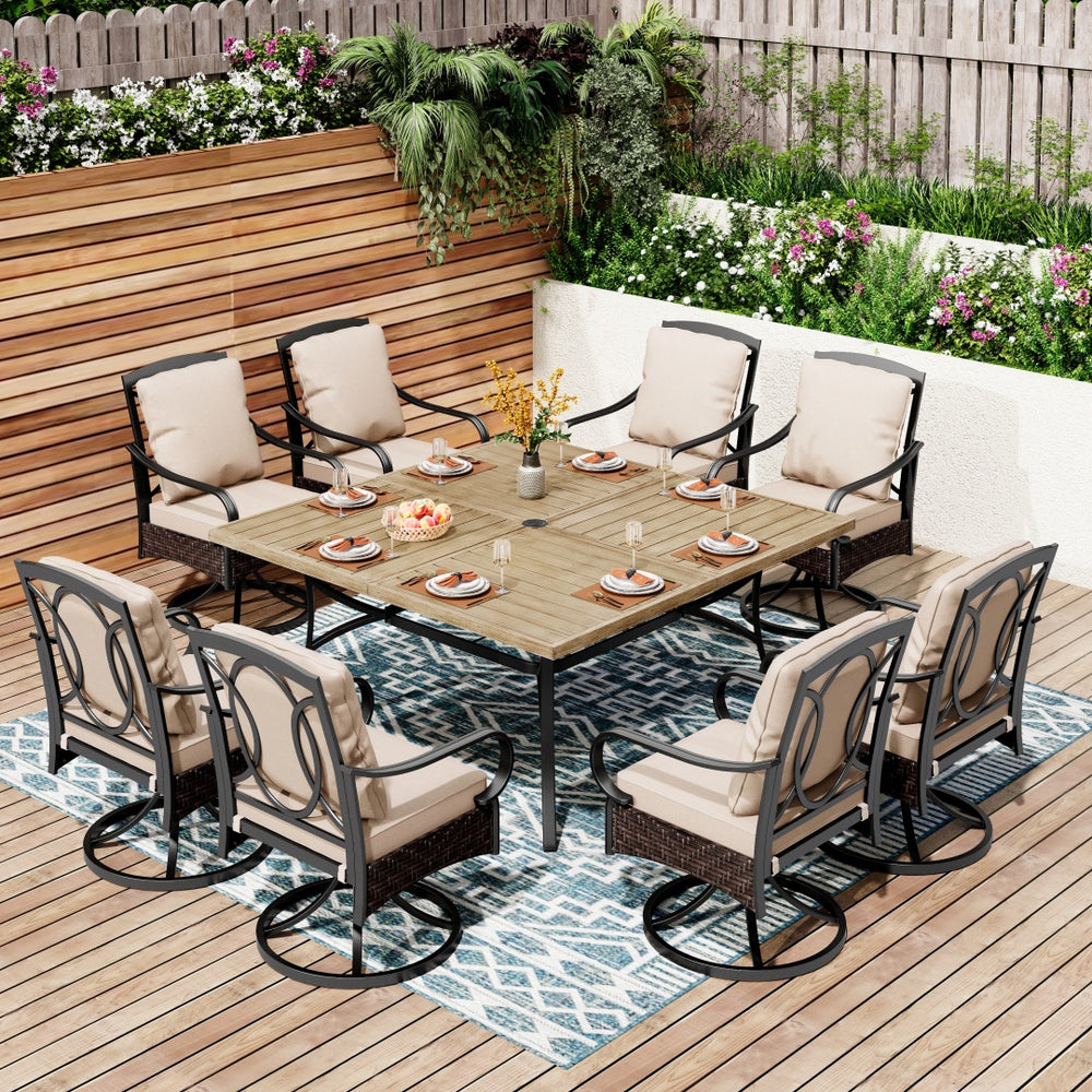 Coco 8-Seat Dining Set with 60" Square Farmhouse Table