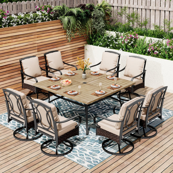 Coco 8-Seat Dining Set with 60" Square Farmhouse Table