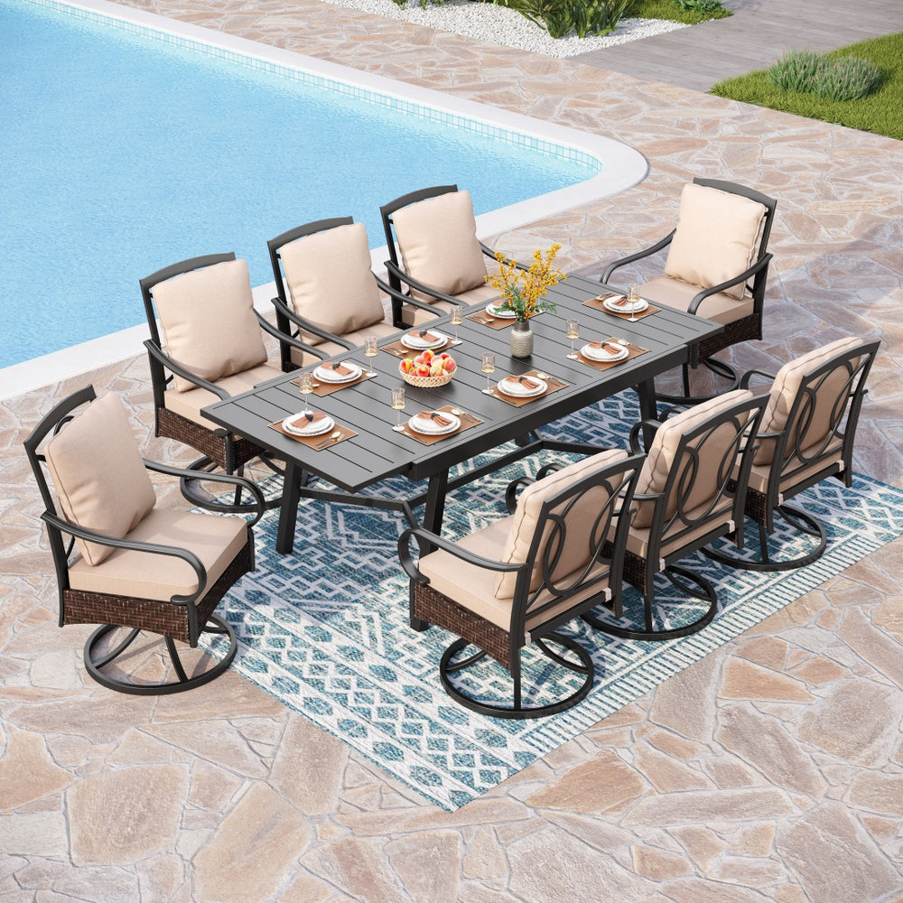 Coco 7/9-Pcs Outdoor Dining Set with Extendable Table