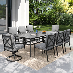 costco patio sets with umbrella Calabash 9-Piece Patio Dining Set with Mixed Chairs