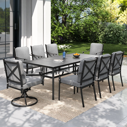 Calabash 9-Piece Patio Dining Set with 82" Long Table