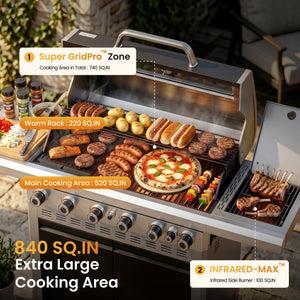 Captiva Designs Multifunctional Outdoor Grill with Infrared Side Burner and Viewing Window