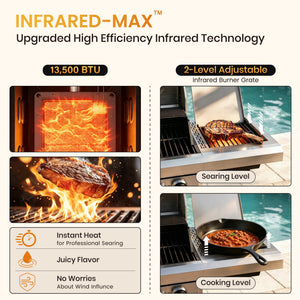 Captiva Designs Multifunctional Outdoor Grill with Infrared Side Burner and Viewing Window