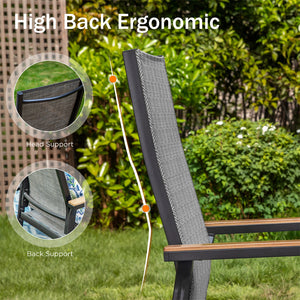 PHI VILLA Outdoor Aluminum Stackable Textilene  Sling Chairs