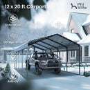 Multi-Sized 1 Car Metal Carport with Sides
