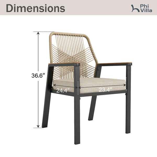 Mirage Rattan Rope Patio Dining Chairs-Phi Villa