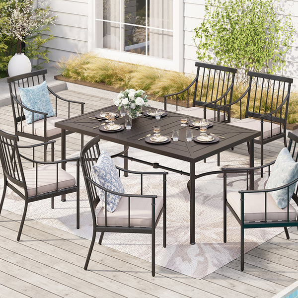 Phi Villa Patterned Outdoor Metal Rectangle Dining Table