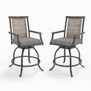 Phi Villa Outdoor Swivel Bar Stools with Rattan Backrest