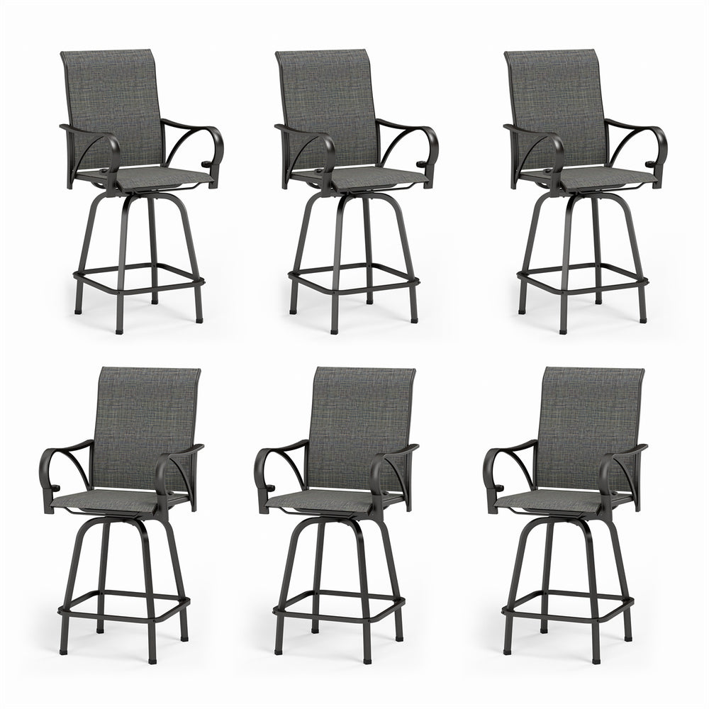 grey swivel bar stools for outdoor kitchen island 6 seaters