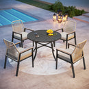 Mirage 5/7-Piece Patio Dining Set with Patterned Round Table & Stylish Rattan Rope Chairs-Phi Villa