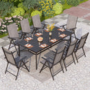 9-Piece Patio Dining Set with Foldable Textilene Chairs Phi Villa