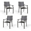 PHI VILLA Outdoor Fixed Steel Dining Chairs with Bullseye Flower Pattern - Set of 2