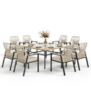 Phi Villa Mirage 9-Pcs Patio Dining Set with Farmhouse Enlarged Square Table
