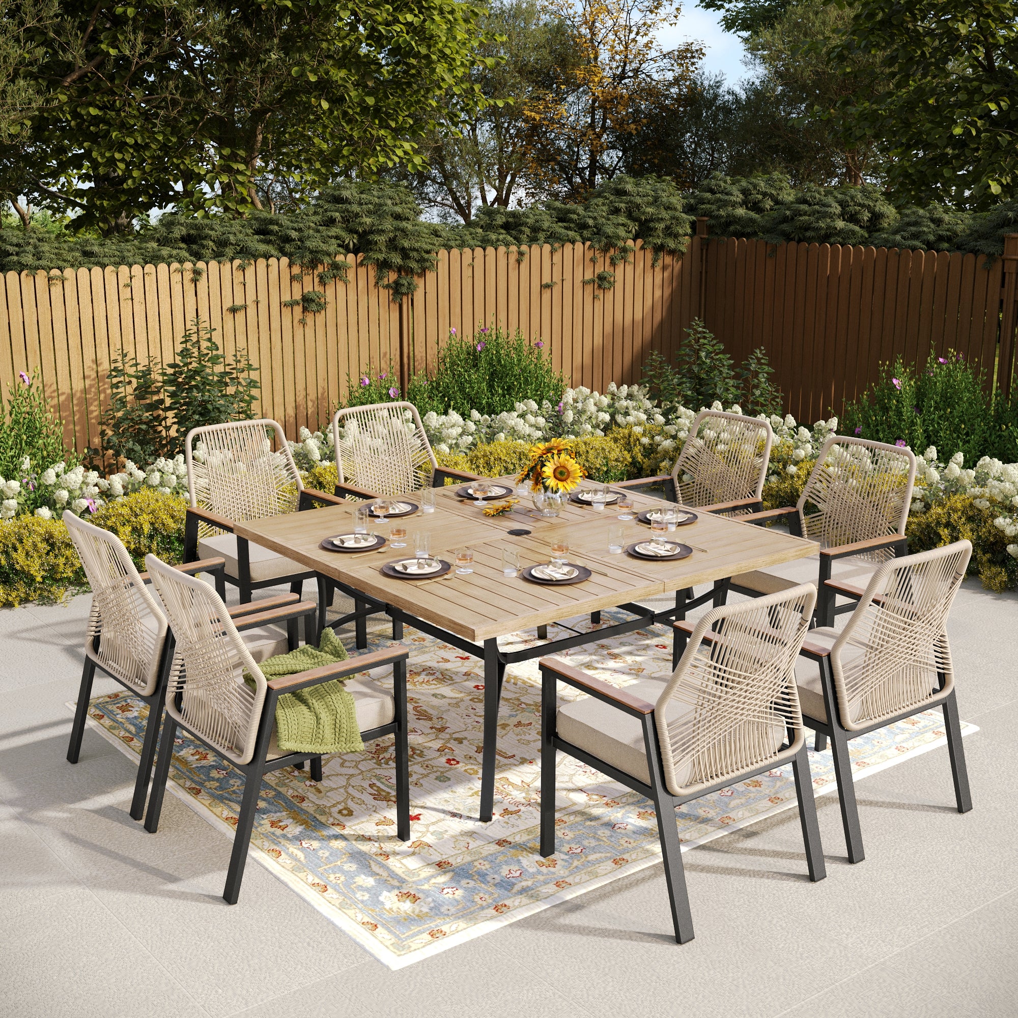 Mirage 9-Pcs Patio Dining Set with 58