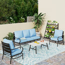 5-Seater Patio Metal Wave Sofa Sets With Coffee Table