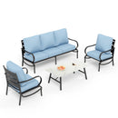 5-Seater Patio Metal Wave Sofa Sets With Coffee Table