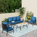 5-Seater Patio Metal Wave Sofa Sets With Coffee Table