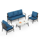5-Seater Patio Metal Wave Sofa Sets With Coffee Table