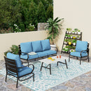 5-Seater Patio Metal Wave Sofa Sets With Coffee Table