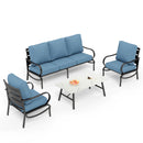 5-Seater Patio Metal Wave Sofa Sets With Coffee Table