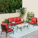 5-Seater Patio Metal Wave Sofa Sets With Coffee Table