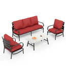 5-Seater Patio Metal Wave Sofa Sets With Coffee Table