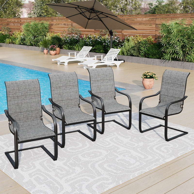 PHI VILLA C-Spring Textilene Patio Dining Chairs