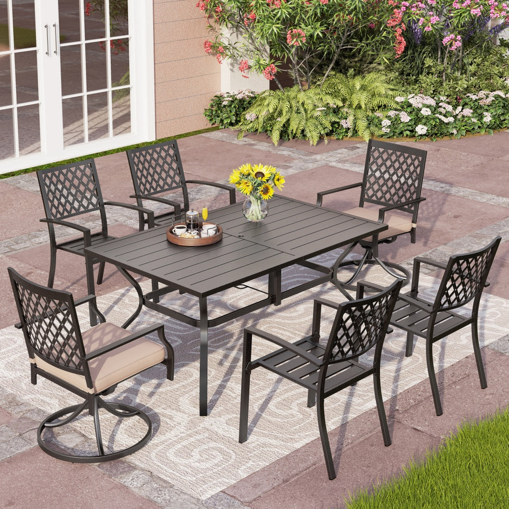 Diamond 7-Piece Patio Dining Set Mixed Chairs and Rectangle Table