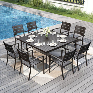 Veranda 8-Seater Outdoor Dining Set with Enlarged Square Table