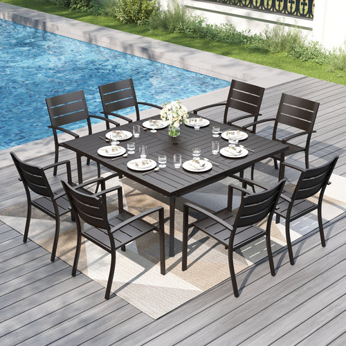 Veranda 8-Seater Outdoor Dining Set with Enlarged Square Table