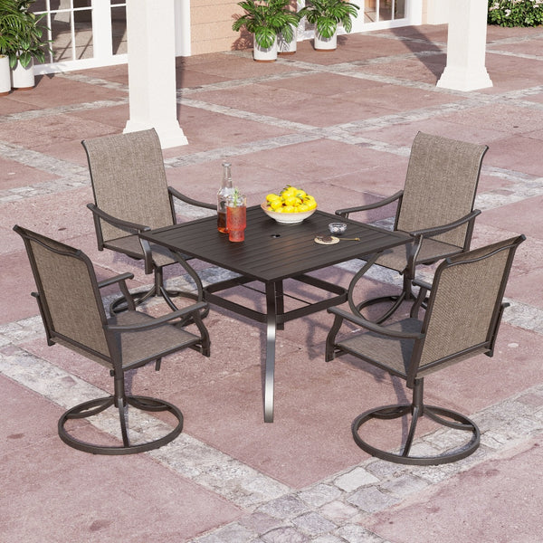 Patio 2-Piece Textliene Fixed Chair for Dining Garden PHI VILLA