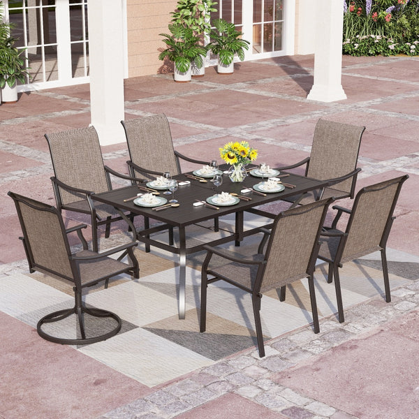 Patio 2-Piece Textliene Fixed Chair for Dining Garden PHI VILLA