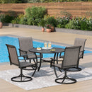 Phi Villa 5-Piece Round Table Dining Set with Textilene Swivel Chairs
