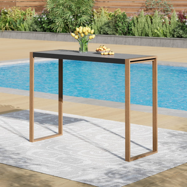 Phi VIlla 40" High-Top Outdoor Bar Table with Stylish 3D Ocean Stone Design