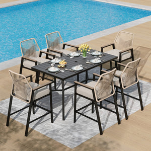 Phi Villa Mirage 7-Pcs. Rope-art High Bar Stools