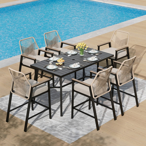 Phi Villa Mirage 7-Pcs. Rope-art High Bar Stools