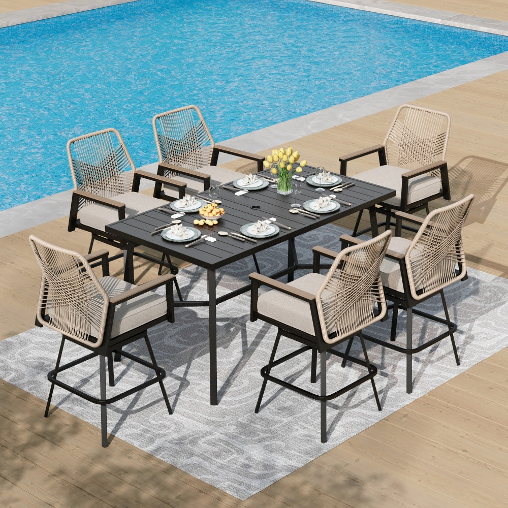 Phi Villa Mirage 7-Pcs. Rope-art High Bar Stools