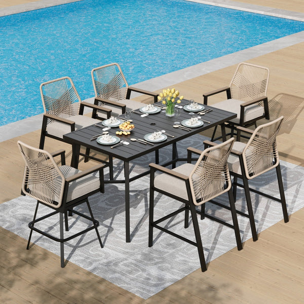 Phi Villa Mirage 7-Pcs. Rope-art High Bar Stools