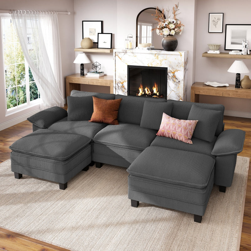 Phi Villa Large Living Room Sofa Couch Corduroy