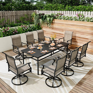 Phi Villa 8-seat Outdoor Dining Set with High-back Swivel Chairs