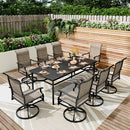 Phi Villa 8-seat Outdoor Dining Set with High-back Swivel Chairs