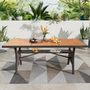Phi Villa Rustic Wood-Rattan Dining Table for Outdoor
