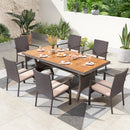 Phi Villa Rustic Wood-Rattan Dining Set for Outdoor