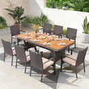 Phi Villa Rustic Wood-Rattan Dining Set for Outdoor