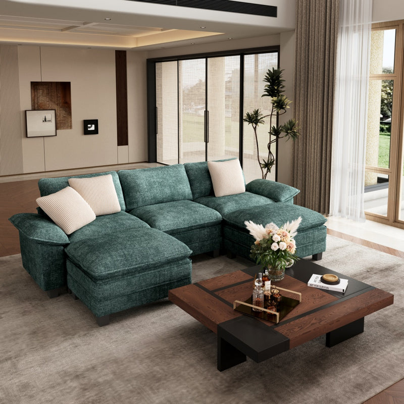 Phi Villa Large Living Room Sofa Couch Chenille with Ottoman