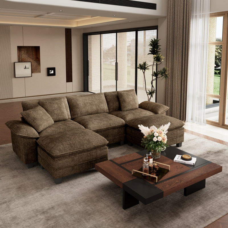 Phi Villa Large Living Room Sofa Couch Chenille with Ottoman